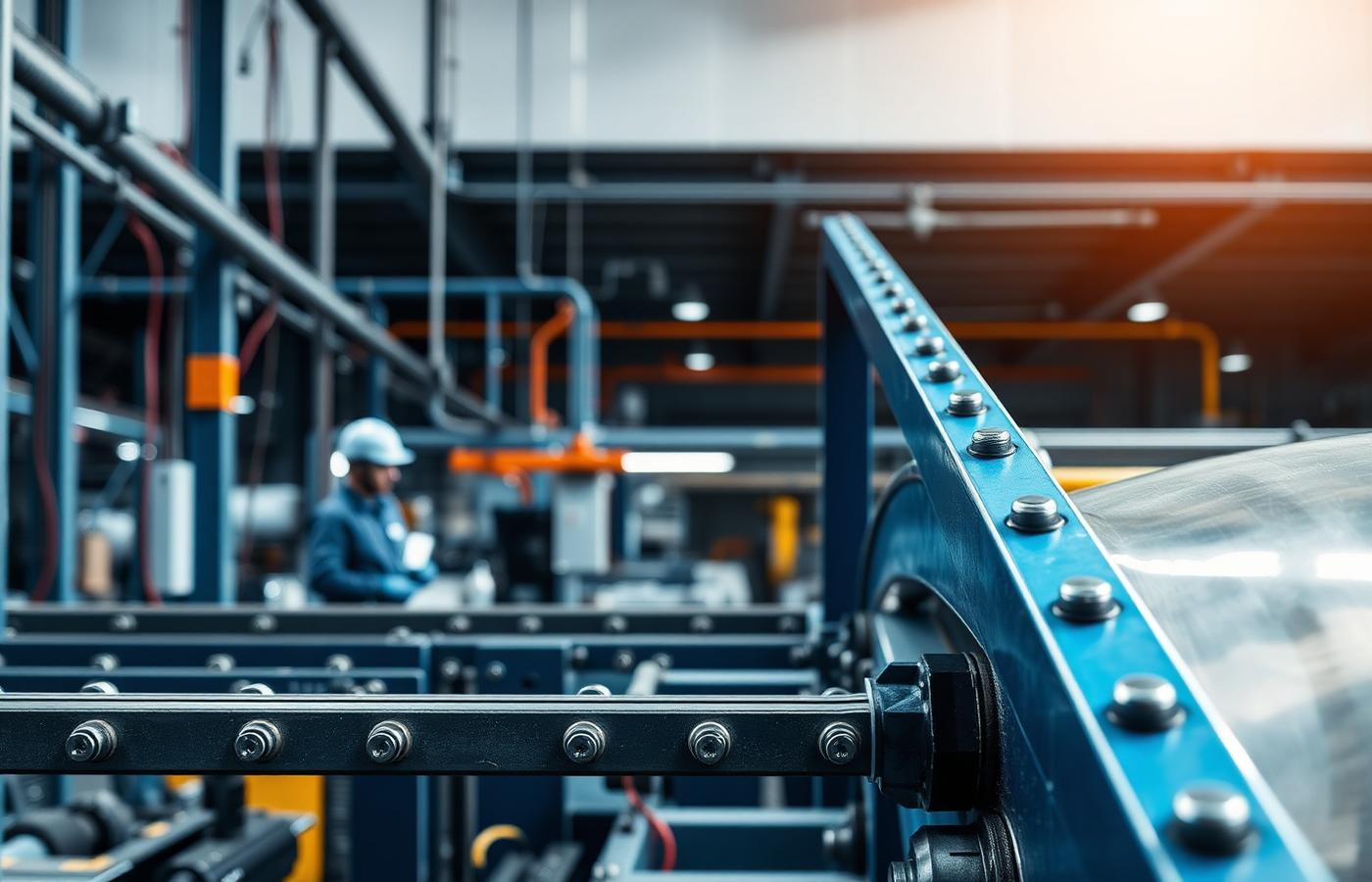 Boutverbindingen met beschermkappen in een productiehal
