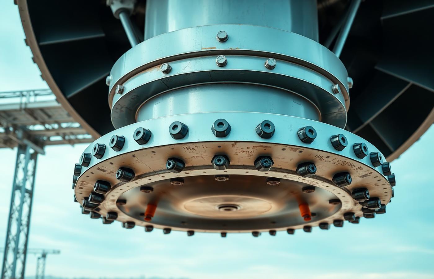 Flensverbinding van een windturbine met afgedekte bouten